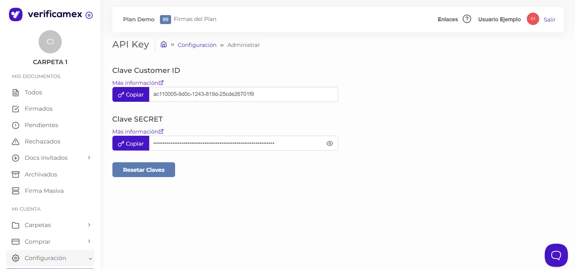 Panel de API